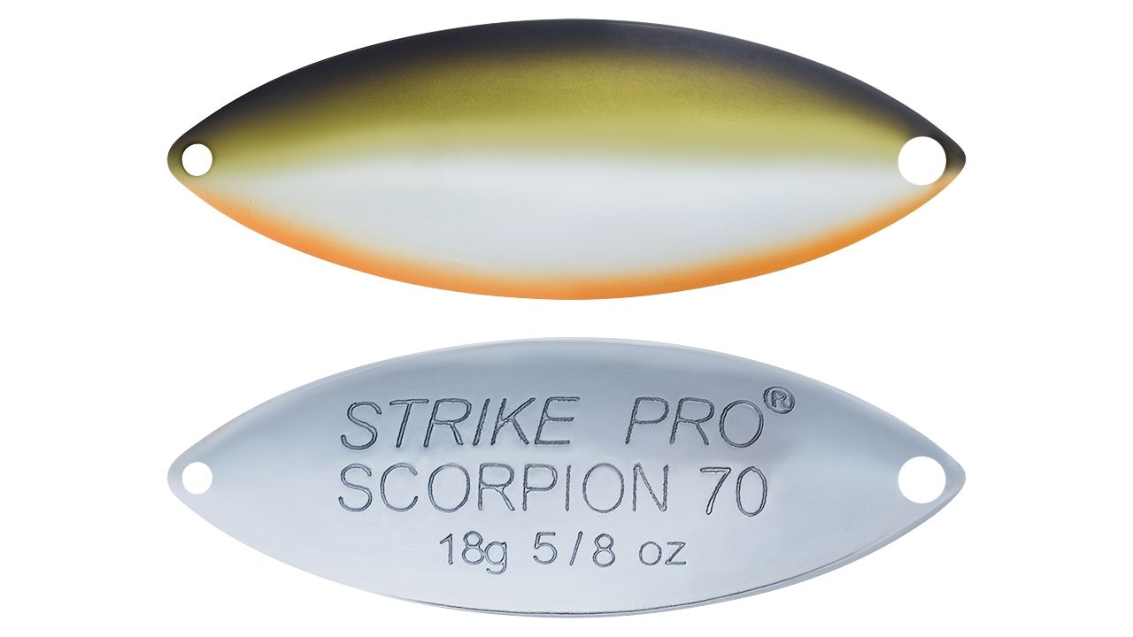 Блесна колеблющаяся Strike Pro Scorpion Double 70M двойник-незацепляйка, 18.0гр, 7.0см (ST-08BD#A122E-CP, )