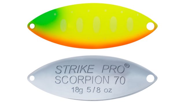 Блесна колеблющаяся Strike Pro Scorpion Double 70M двойник-незацепляйка, 18.0гр, 7.0см (ST-08BD#A178S-CP, )