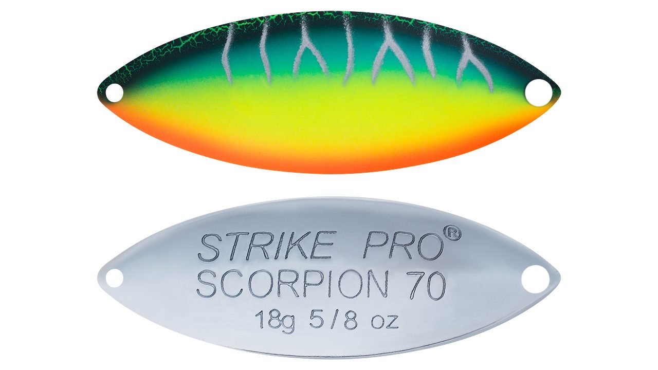 Блесна колеблющаяся Strike Pro Scorpion Double 70M двойник-незацепляйка, 18.0гр, 7.0см (ST-08BD#A223S-RP-CP, )