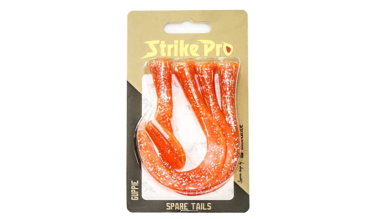 Хвост силиконовый для Strike Pro Guppie, цвет: Оранжевый 3 твистера + риппер (EG-208T#ORANGE GLITTER, )